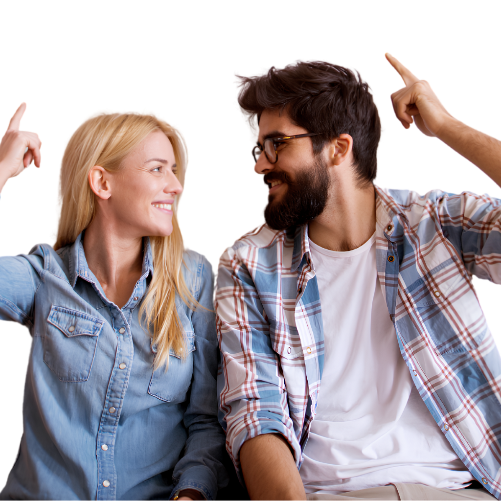 Casal feliz aprendendo juntos
